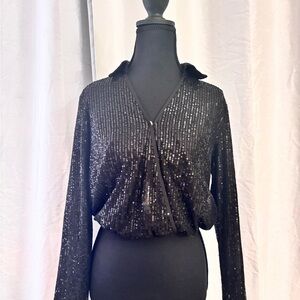 Women’s Black Sequin Top